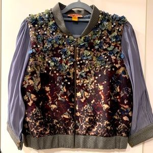Anthropologie Not So Serious Lantau embellished Bomber Jacket Small
